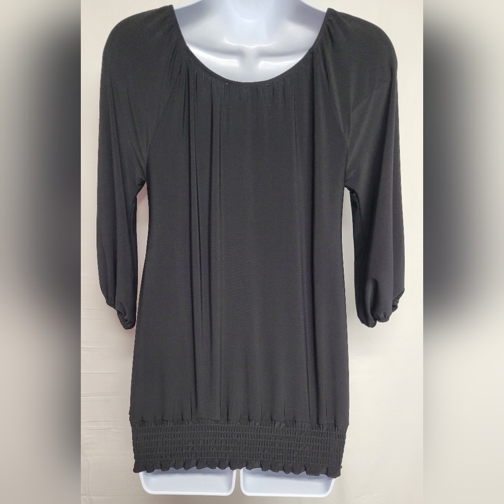 White House Black Market XS Slinky Stretch Top Elastic Neck Waist Sleeve & Ends - Picture 3 of 5